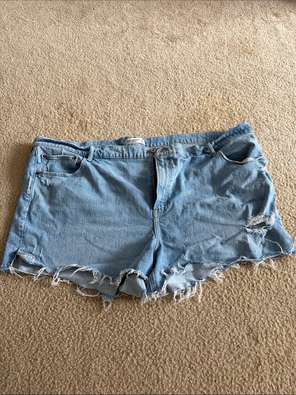 Abercrombie & Fitch Light Wash Distressed Denim Shorts